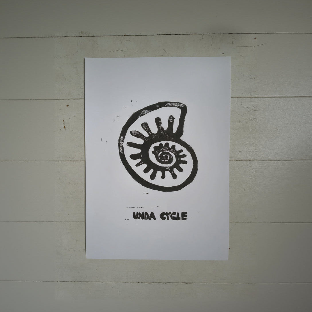 UNDA CYCLE Linocut Plakat